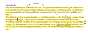 Textausschnitt mitsamt Bearbeitung der Sprecherin.